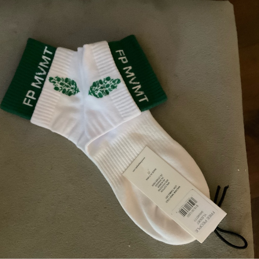FP Movement green and white quarter crew court socks - Picture 3 of 5